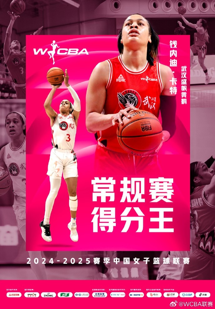  WCBA常规赛得分王&抢断王：钱内迪-卡特 助攻王：王佳琦